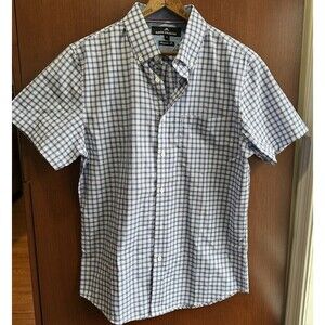 Classic Collection Blue Plaid Button Down Shirt Mens S Regular Fit Made in Italy